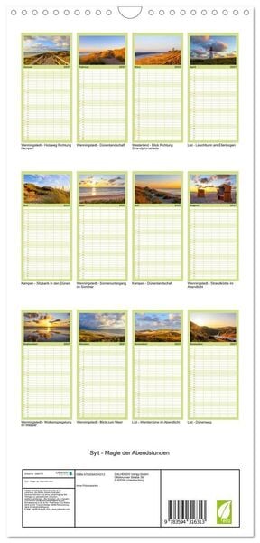Produktbild: Familienplaner 2027 - Sylt - Magie der Abendstunden mit 5 Spalten (Wandkalender, 21 x 45 cm) CALVENDO