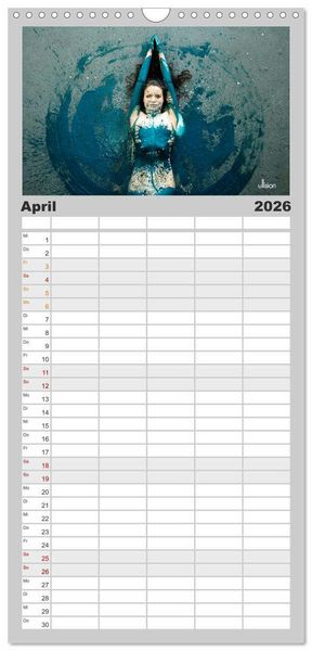 Produktbild: Familienplaner 2026 - FARBSPIELE - Akt im Feuerwerk der Farben mit 5 Spalten (Wandkalender, 21 x 45 cm) CALVENDO