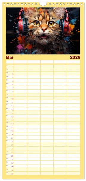 Produktbild: Familienplaner 2026 - Musik Safari mit 5 Spalten (Wandkalender, 21 x 45 cm) CALVENDO