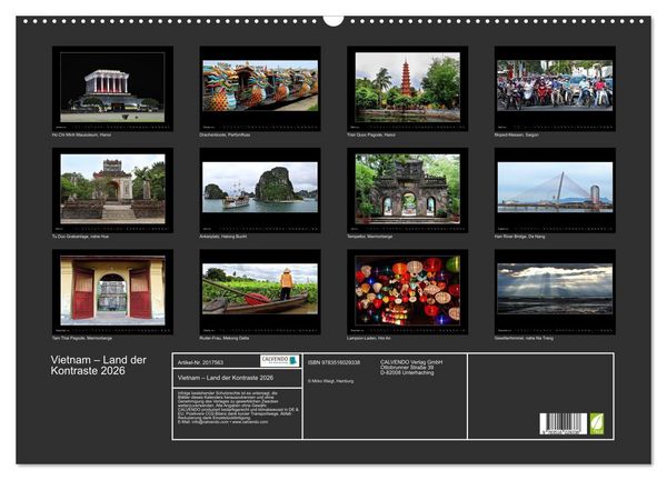 Produktbild: Vietnam &ndash; Land der Kontraste 2026 (Wandkalender 2026 DIN A2 quer), CALVENDO Monatskalender