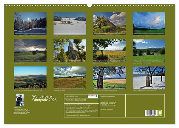 Produktbild: Wunderbare Oberpfalz 2026 (Wandkalender 2026 DIN A2 quer), CALVENDO Monatskalender