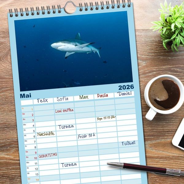 Produktbild: Familienplaner 2026 - Unterwasserwelt Christmas Island mit 5 Spalten (Wandkalender, 21 x 45 cm) CALVENDO