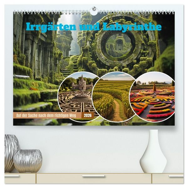 Irrgärten und Labyrinthe (hochwertiger Premium Wandkalender 2026 DIN A2 quer), Kunstdruck in Hochglanz