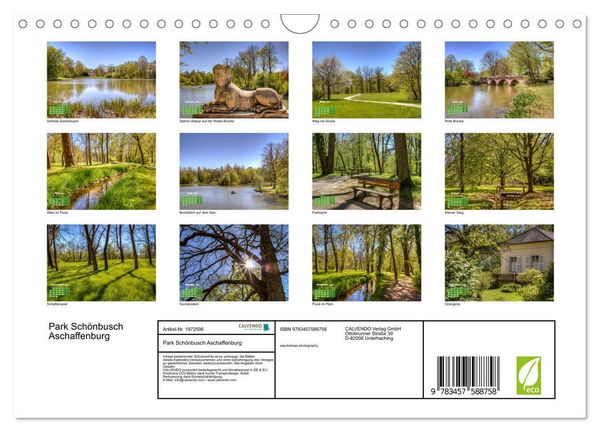 Produktbild: Park Sch&ouml;nbusch Aschaffenburg (Wandkalender 2026 DIN A4 quer), CALVENDO Monatskalender
