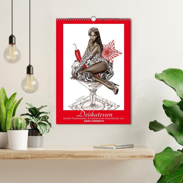 Produktbild: DELIKATESSEN - leckere K&ouml;stlichkeiten & kalorienarme Pin up Illustrationen, Zeichnungen, Grafiken und Malerei der Marke "Burlesque up your wall" von Sara Horwath (Wandkalender 2027 DIN A3 hoch), CALVENDO Monatskalender