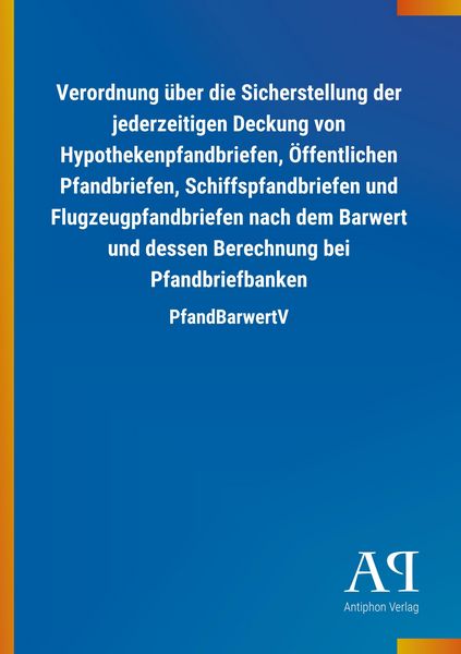 Produktbild: Verordnung &uuml;ber die Sicherstellung der jederzeitigen Deckung