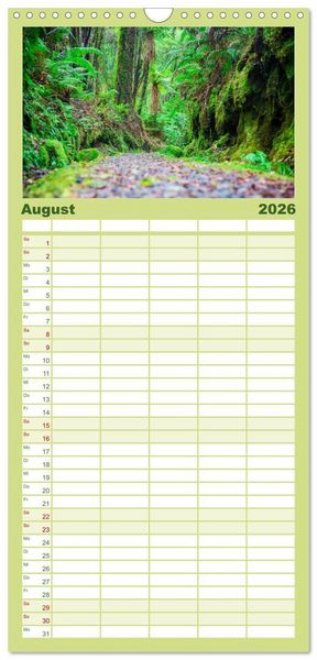 Produktbild: Familienplaner 2026 - Traumhafte Wege - Unterwegs auf Neuseelands S&uuml;dinsel mit 5 Spalten (Wandkalender, 21 x 45 cm) CALVENDO