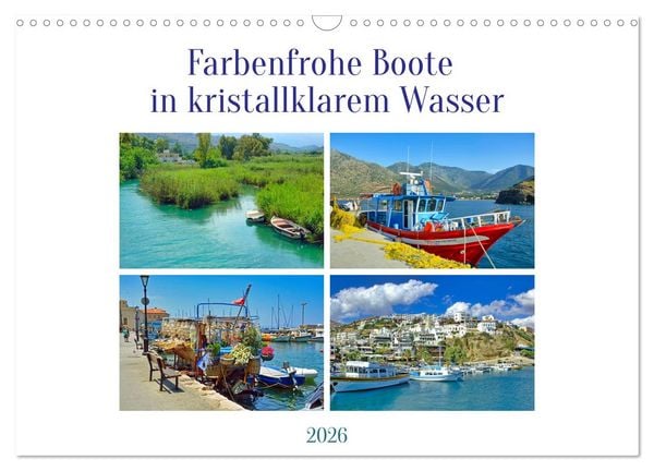 Produktbild: Farbenfrohe Boote in kristallklarem Wasser (Wandkalender 2026 DIN A3 quer), CALVENDO Monatskalender