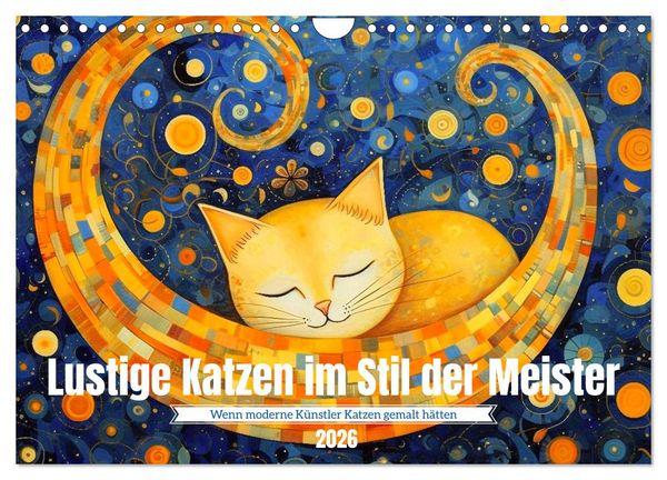 Lustige Katzen im Stil der Meister (Wandkalender 2026 DIN A4 quer), CALVENDO Monatskalender