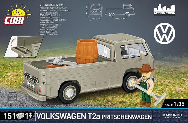 Produktbild: COBI 24618 - Volkswagen T2a Pritschenwagen, Bausatz 1:35, 151 Klemmbausteine