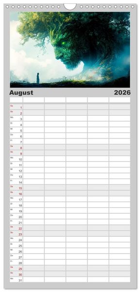 Produktbild: Familienplaner 2026 - FABELWESEN M&auml;rchenhafte Tr&auml;ume mit 5 Spalten (Wandkalender, 21 x 45 cm) CALVENDO