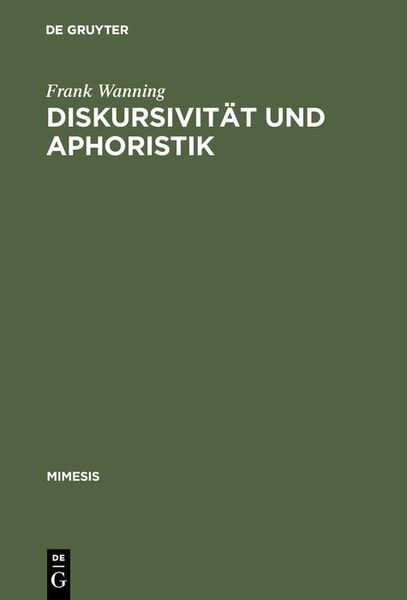 Produktbild: Diskursivit&auml;t und Aphoristik