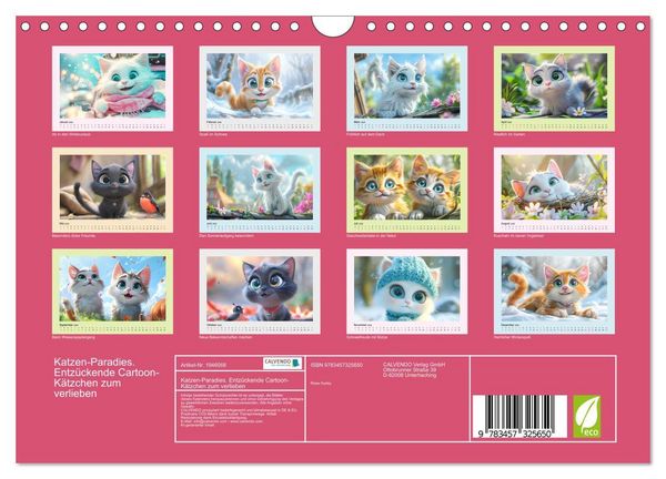 Produktbild: Katzen-Paradies. Entz&uuml;ckende Cartoon-K&auml;tzchen zum verlieben (Wandkalender 2026 DIN A4 quer), CALVENDO Monatskalender