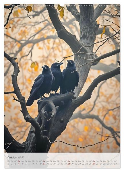 Produktbild: Nocturnal wings - A mystic raven companion for the year (Wall Calendar 2026 DIN A2 portrait), CALVENDO 12 Month Wall Calendar