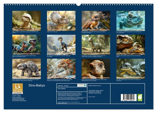 Produktbild: Dino-Babys (hochwertiger Premium Wandkalender 2026 DIN A2 quer), Kunstdruck in Hochglanz