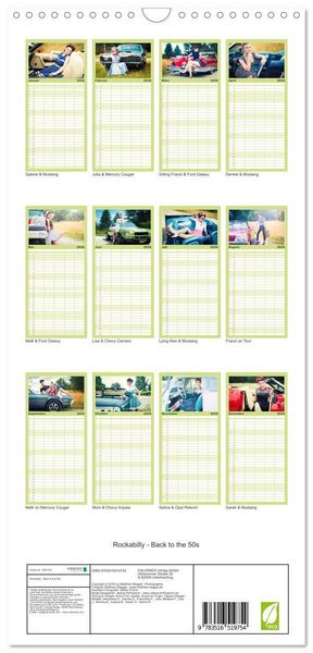 Produktbild: Familienplaner 2026 - Rockabilly - Back to the 50s mit 5 Spalten (Wandkalender, 21 x 45 cm) CALVENDO
