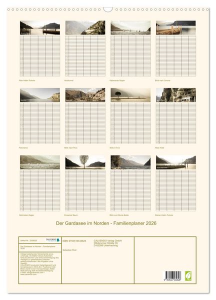 Produktbild: Der Gardasee im Norden - Familienplaner 2026 (Wandkalender 2026 DIN A2 hoch), CALVENDO Monatskalender