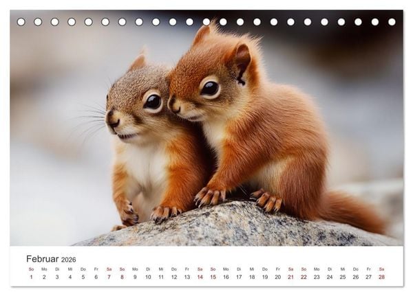 Produktbild: Das geheime Leben der Eichh&ouml;rnchen - Ein Jahr zwischen Baumwipfeln und Nussverstecken (Tischkalender 2026 DIN A5 quer), CALVENDO Monatskalender