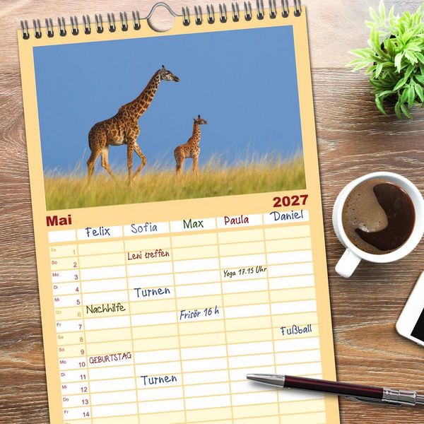 Produktbild: Familienplaner 2027 - Afrika Wildlife-Fotografien mit 5 Spalten (Wandkalender, 21 x 45 cm) CALVENDO