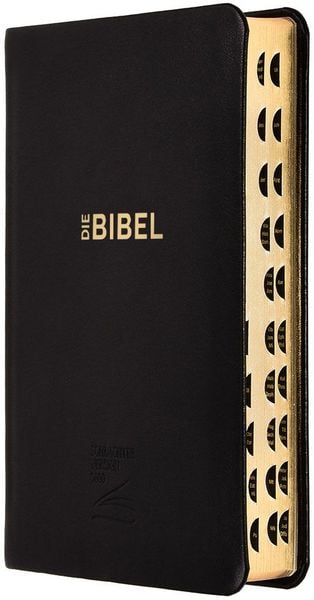 Produktbild: Schlachter 2000 Bibel - Taschenausgabe (Softcover, schwarz, Goldschnitt, Griffregister) - mit Produktionsmangel
