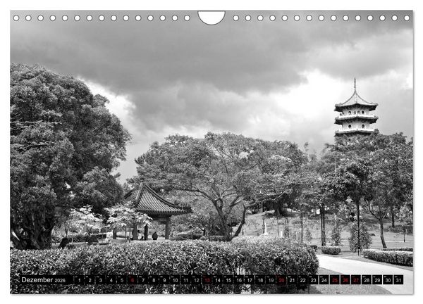 Produktbild: Singapur - Impressionen in schwarz - weiss (Wandkalender 2026 DIN A4 quer), CALVENDO Monatskalender