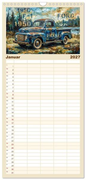 Produktbild: Familienplaner 2027 - Patina und PS mit 5 Spalten (Wandkalender, 21 x 45 cm) CALVENDO