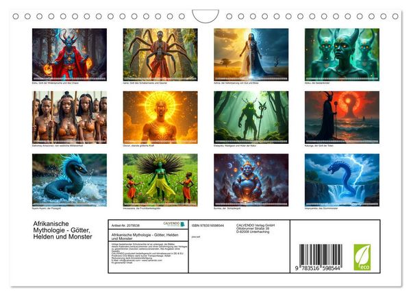 Produktbild: Afrikanische Mythologie - G&ouml;tter, Helden und Monster (Wandkalender 2026 DIN A4 quer), CALVENDO Monatskalender
