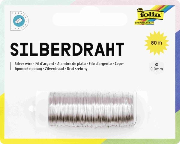 Produktbild: Folia Silberdraht, 0,3mm x 80m, versilbert aus Kupfer