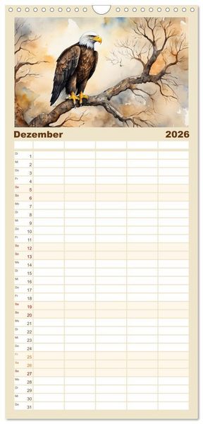 Produktbild: Familienplaner 2026 - Wei&szlig;kopfseeadler - Majest&auml;tische V&ouml;gel mit 5 Spalten (Wandkalender, 21 x 45 cm) CALVENDO