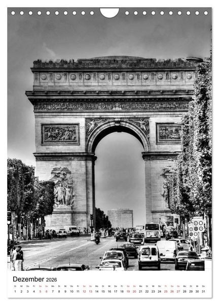 Produktbild: Paris schwarz wei&szlig; 2026 (Wandkalender 2026 DIN A4 hoch), CALVENDO Monatskalender