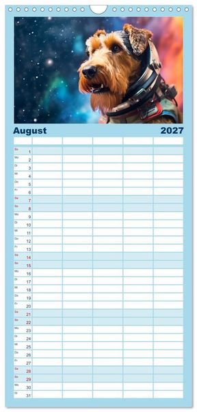Produktbild: Familienplaner 2027 - Hunde im Weltall mit 5 Spalten (Wandkalender, 21 x 45 cm) CALVENDO