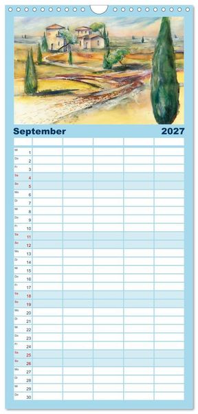 Produktbild: Familienplaner 2027 - Toskana Aquarelle mit 5 Spalten (Wandkalender, 21 x 45 cm) CALVENDO