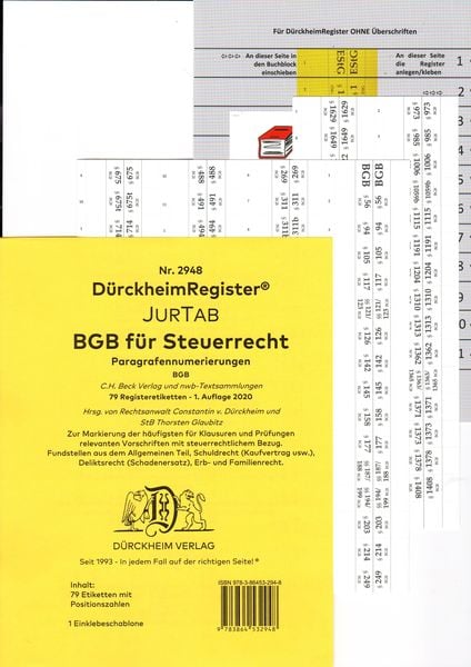 DürckheimRegister® BGB im Steuerrecht 2022, Gesetze und §§ , OHNE Stichworte