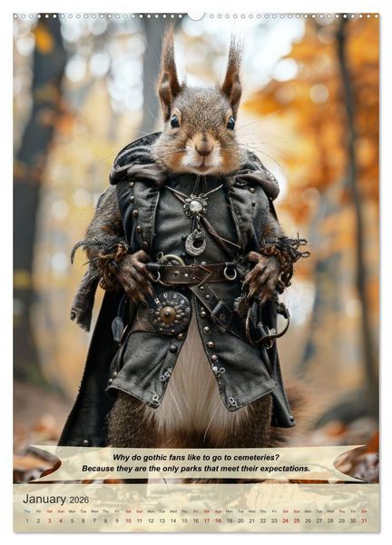 Produktbild: Funny animals in gothic style (High Quality Premium Wall Calendar 2026 DIN A2 portrait),CALVENDO 12 Month Wall Calendar
