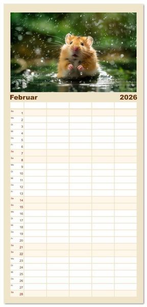 Produktbild: Familienplaner 2026 - Wild und flauschig - Hamster - Abenteuer in freier Natur mit 5 Spalten (Wandkalender, 21 x 45 cm) CALVENDO
