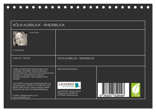 Produktbild: K&Ouml;LN AUSBLICK - RHEINBLICK (Tischkalender 2026 DIN A5 quer), CALVENDO Monatskalender