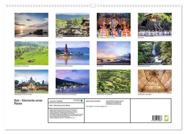 Produktbild: Bali - Momente einer Reise (Wandkalender 2027 DIN A2 quer), CALVENDO Monatskalender