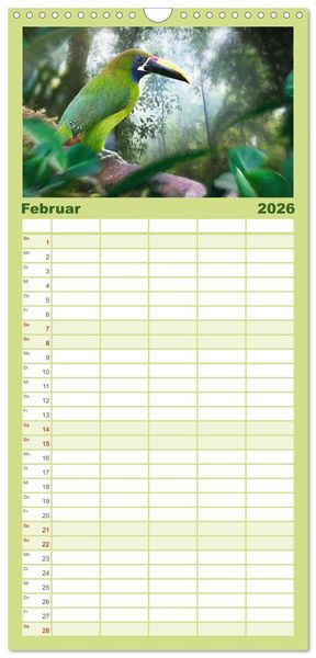 Produktbild: Familienplaner 2026 - Hallo Dschungel - Artwork mit 5 Spalten (Wandkalender, 21 x 45 cm) CALVENDO