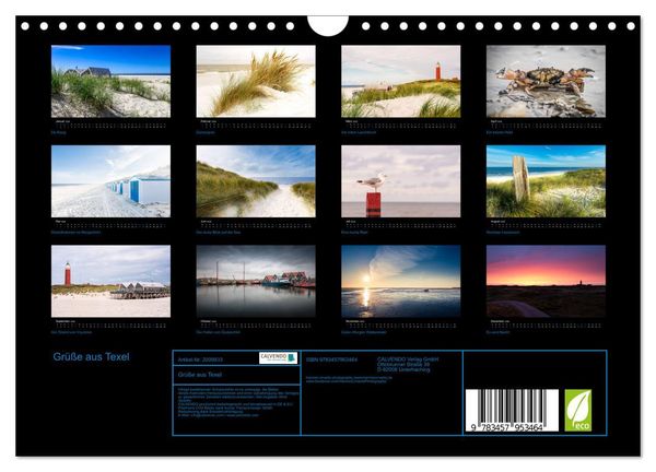 Produktbild: Gr&uuml;&szlig;e aus Texel (Wandkalender 2026 DIN A4 quer), CALVENDO Monatskalender
