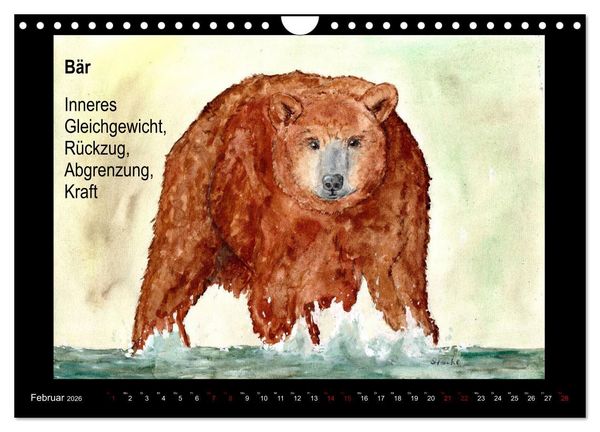 Produktbild: Krafttiere in Aquarell (Wandkalender 2026 DIN A4 quer), CALVENDO Monatskalender