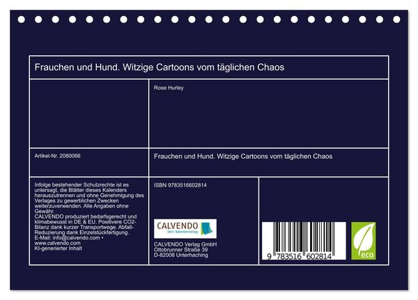 Produktbild: Frauchen und Hund. Witzige Cartoons vom t&auml;glichen Chaos (Tischkalender 2026 DIN A5 quer), CALVENDO Monatskalender