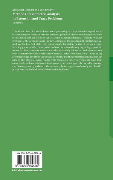 Produktbild: Methods of Geometric Analysis in Extension and Trace Problems