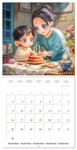 Produktbild: En famille ou entre amis - Inspir&eacute; du style Manga (Calendrier mural carr&eacute; 2026 30x30 cm) Calendrier double avec une page pour vos prises de notes