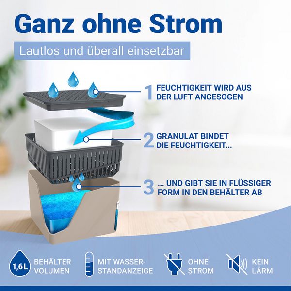 Produktbild: Raumentfeuchter Mod. Cube Beige 1000 g, 2er Set, beugt Schimmel und Ger&uuml;chen vor