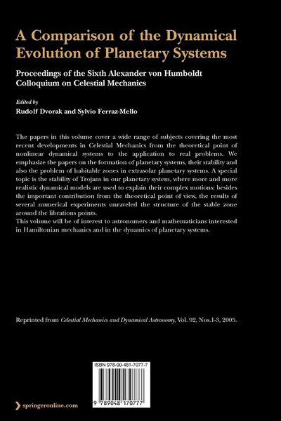 Produktbild: A Comparison of the Dynamical Evolution of Planetary Systems