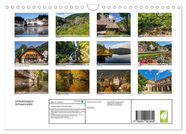 Produktbild: Urlaubsregion Schwarzwald (Wandkalender 2026 DIN A4 quer), CALVENDO Monatskalender