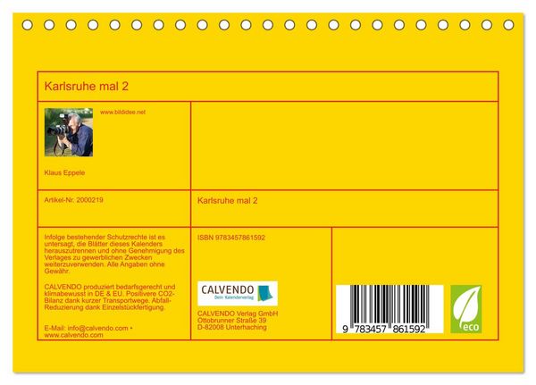 Produktbild: Karlsruhe mal 2 (Tischkalender 2026 DIN A5 quer), CALVENDO Monatskalender