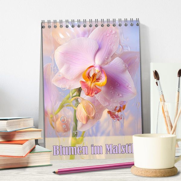 Produktbild: Blumen im Malstil (Tischkalender 2026 DIN A5 hoch), CALVENDO Monatskalender