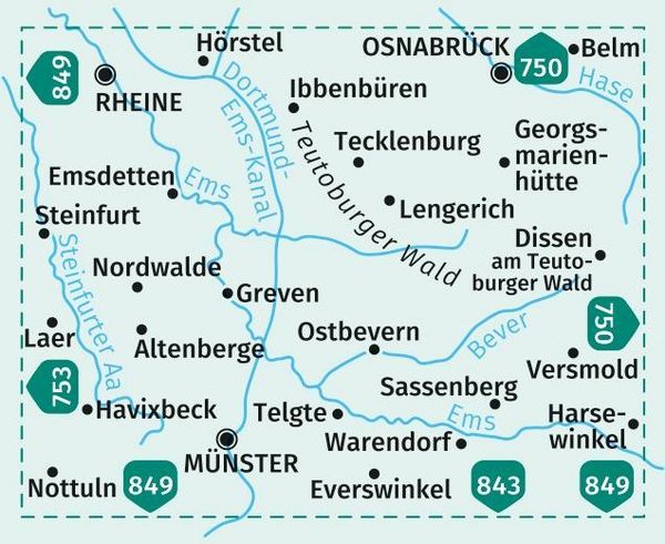Produktbild: KOMPASS Wanderkarte M&uuml;nster, Osnabr&uuml;ck