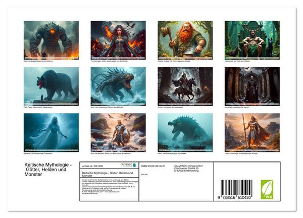 Produktbild: Keltische Mythologie - G&ouml;tter, Helden und Monster (Wandkalender 2026 DIN A4 quer), CALVENDO Monatskalender